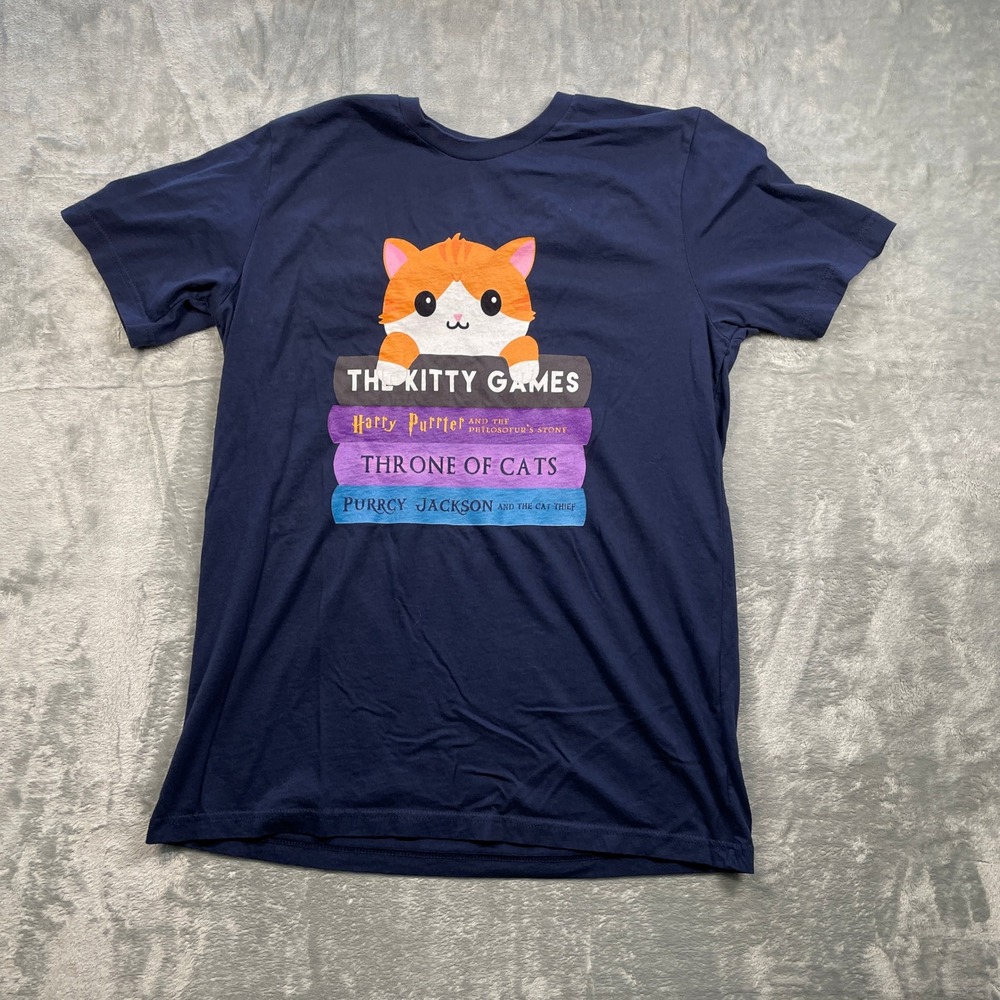 Bella + Canvas Funny Cat T Shirt Women The Kitty Games Book Lover Graphic Tee L